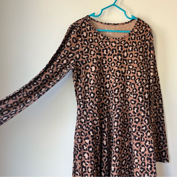 Girls Leopard Print Long Sleeve Dress Brown Black Animal Print Size 10/12 L - Picture 5 of 10